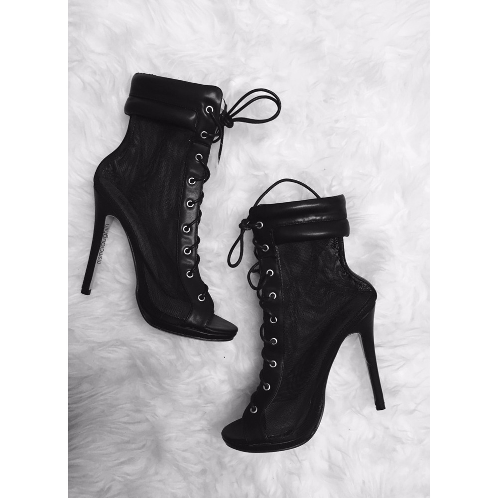 Mesh High Heel Booties